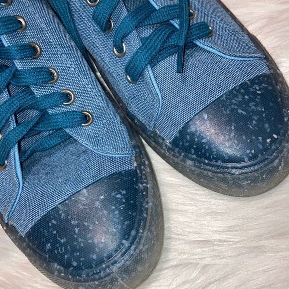 ANTHROPOLOGIE BY RECYKERS CAMDEN BLUE CANVAS LACE UP SNEAKERS SHOES WOMEN 40 - Picture 3 of 7